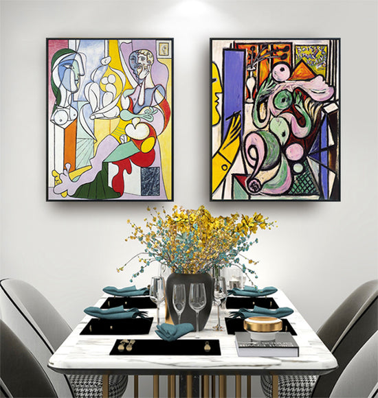 INVIN ART Framed Canvas Art Combo Painting 2 Pieces by Pablo Picasso Wall Art Series#7 Living Room Home Office Decorations