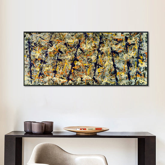 INVIN ART Framed Canvas Giclee Print Art Blue poles (Number 11) by Jackson Pollock Wall Art Living Room Home Office Decorations