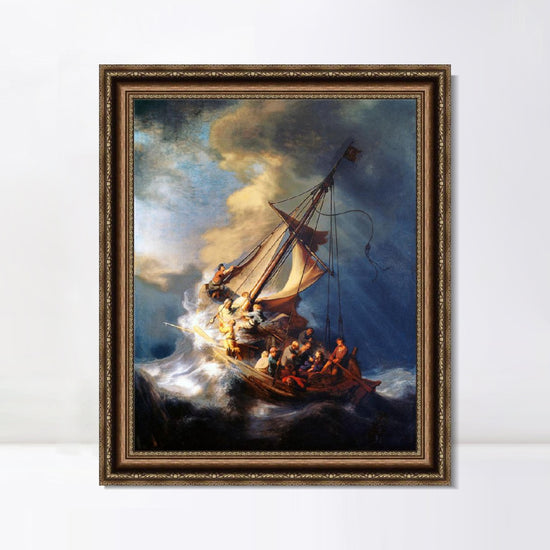 INVIN ART Framed Canvas Art Giclee Print The Storm on the Sea of Galilee by Rembrandt Harmenszoon van Rijn Wall Art Living Room Home Office Decorations