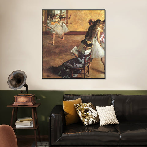 INVIN ART Framed Canvas Giclee Print Art Ballet Class by Edgar Degas Wall Art Living Room Home Office Decorations