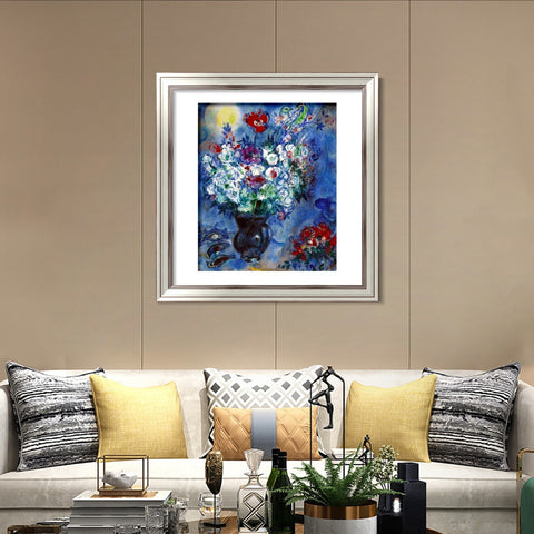INVIN ART Framed Canvas Art Giclee Print Les Anémones by Marc Chagall Wall Art Room Living Office Home Decorations