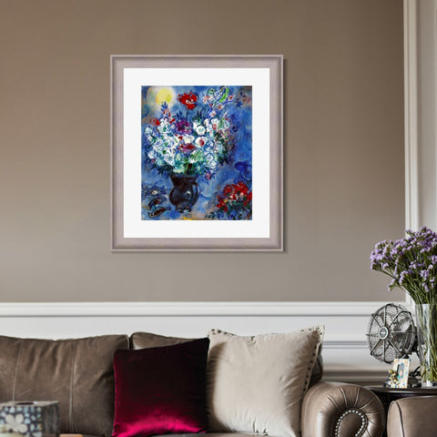 INVIN ART Framed Canvas Art Giclee Print Les Anémones by Marc Chagall Wall Art Room Living Office Home Decorations