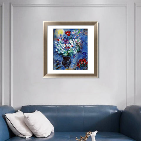 INVIN ART Framed Canvas Art Giclee Print Les Anémones by Marc Chagall Wall Art Room Living Office Home Decorations