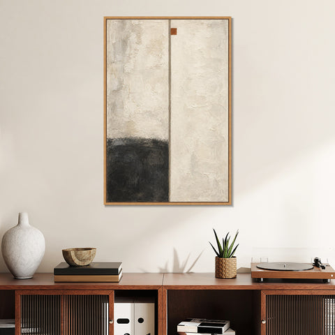 INVIN ART Framed Canvas 100% Handpainted Oil Painting Fine Line and Dark Corner Wall Art