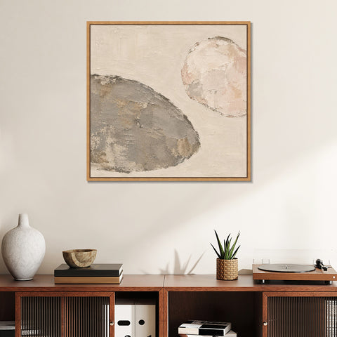 INVIN ART Framed Canvas 100% Handpainted Oil Painting Between Two Stones Wall Art