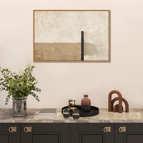 INVIN ART Framed Canvas 100% Handpainted Oil Painting Black Pillar at the Horizon Wall Art