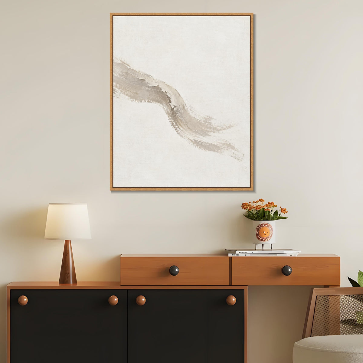 INVIN ART Framed Canvas 100% Handpainted Oil Painting Wind Across Linen Wall Art
