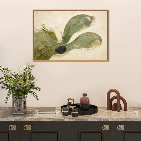 INVIN ART Framed Canvas 100% Handpainted Oil Painting Olive Petal Flow Wall Art