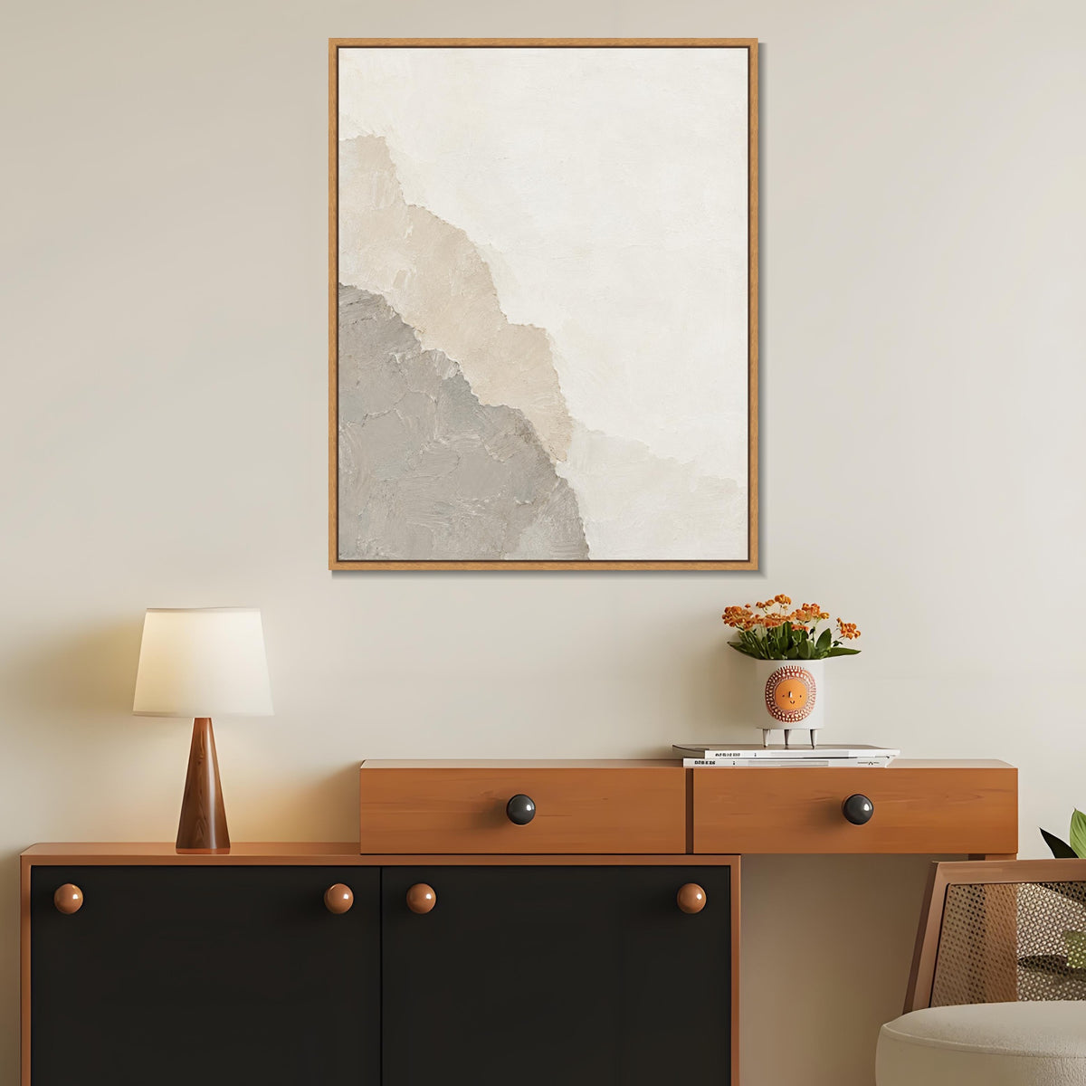 INVIN ART Framed Canvas 100% Handpainted Oil Painting Seams of Old Paper Wall Art