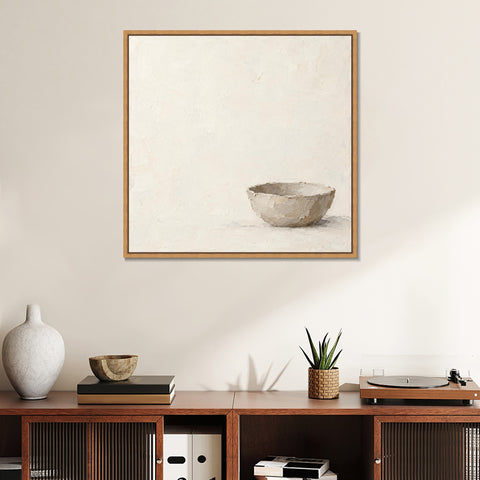 INVIN ART Framed Canvas 100% Handpainted Oil Painting An Empty Bowl Wall Art
