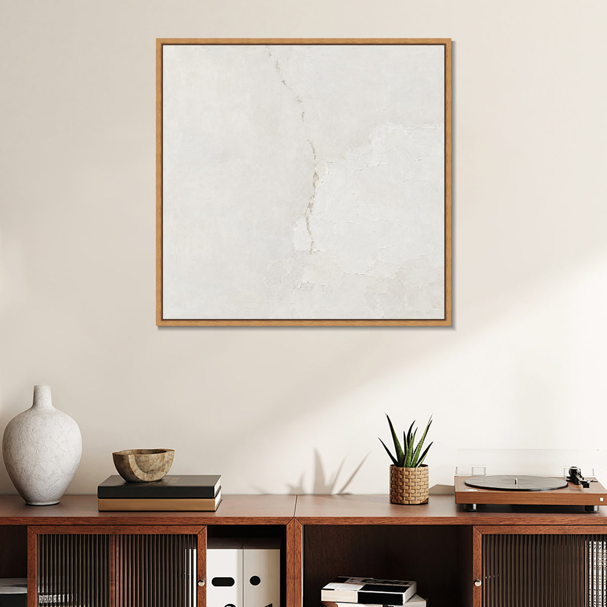 INVIN ART Framed Canvas 100% Handpainted Oil Painting Mended White Wall Art