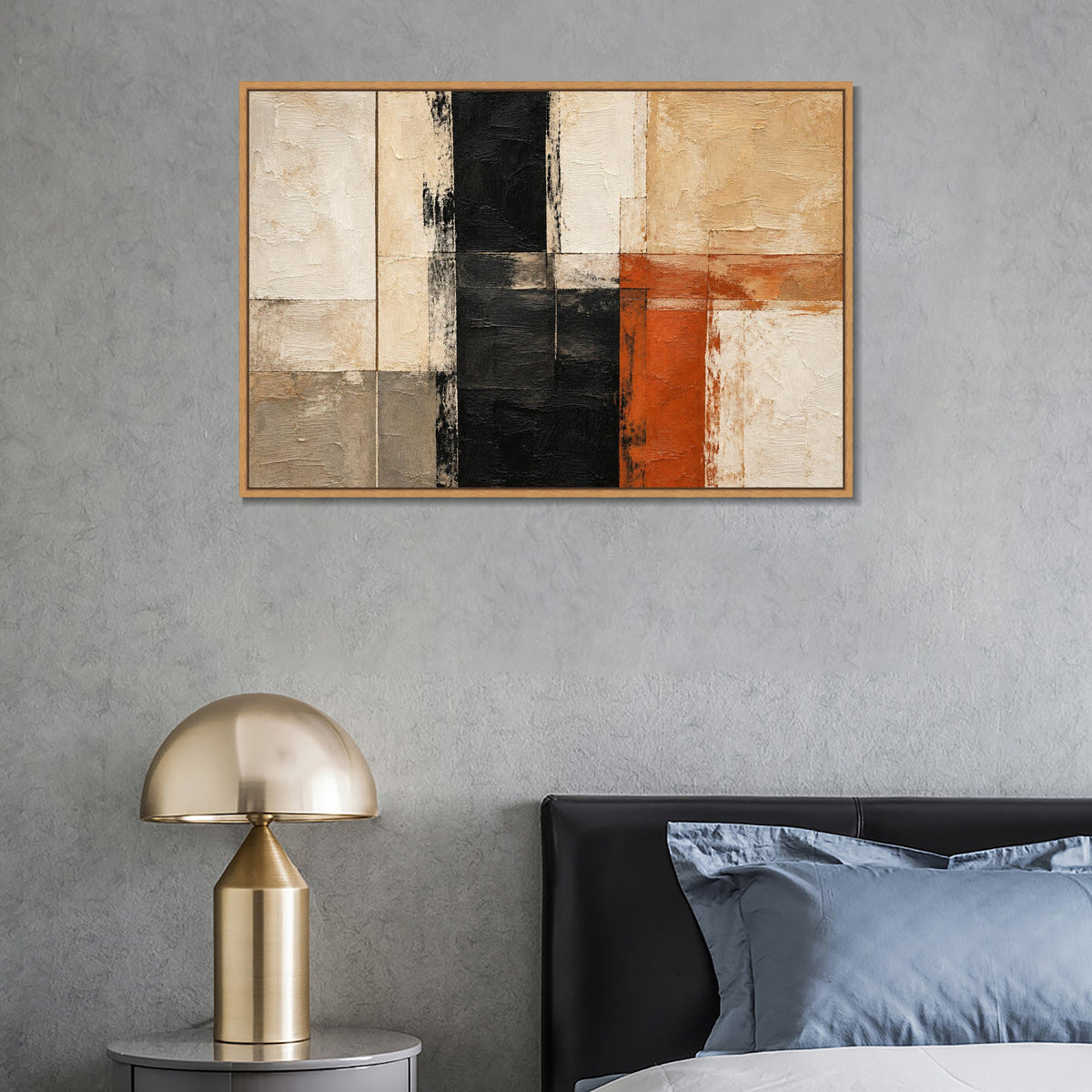 INVIN ART Framed Canvas 100% Handpainted Oil Painting Black and Rust Junction Wall Art