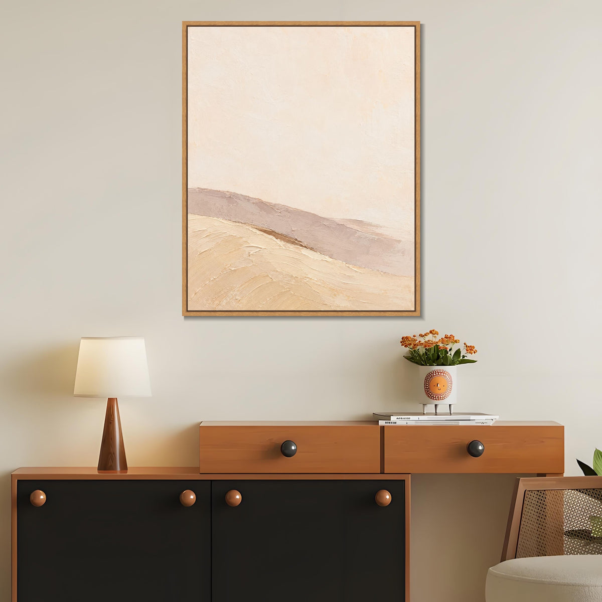 INVIN ART Framed Canvas 100% Handpainted Oil Painting Turning Dunes Wall Art