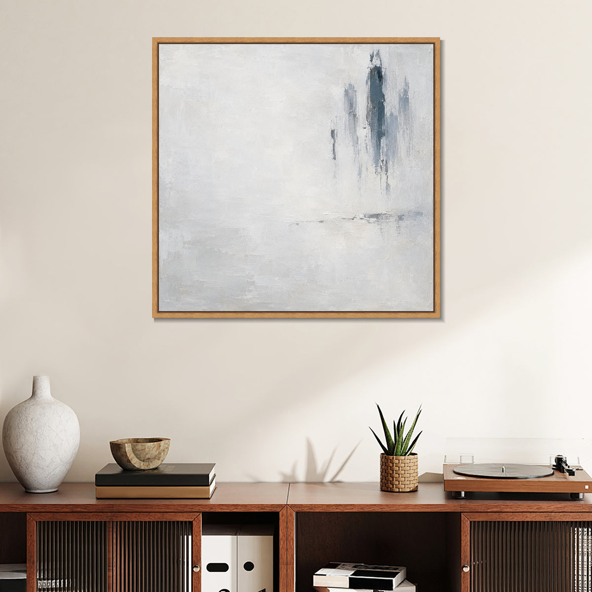 INVIN ART Framed Canvas 100% Handpainted Oil Painting Distant Rain Wall Art