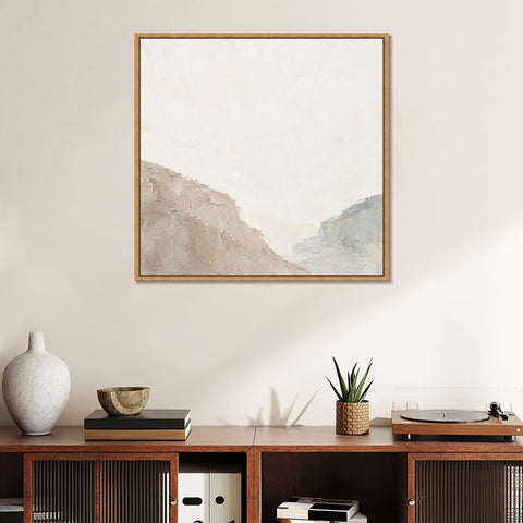 INVIN ART Framed Canvas 100% Handpainted Oil Painting Two Sides of an Empty Valley Wall Art