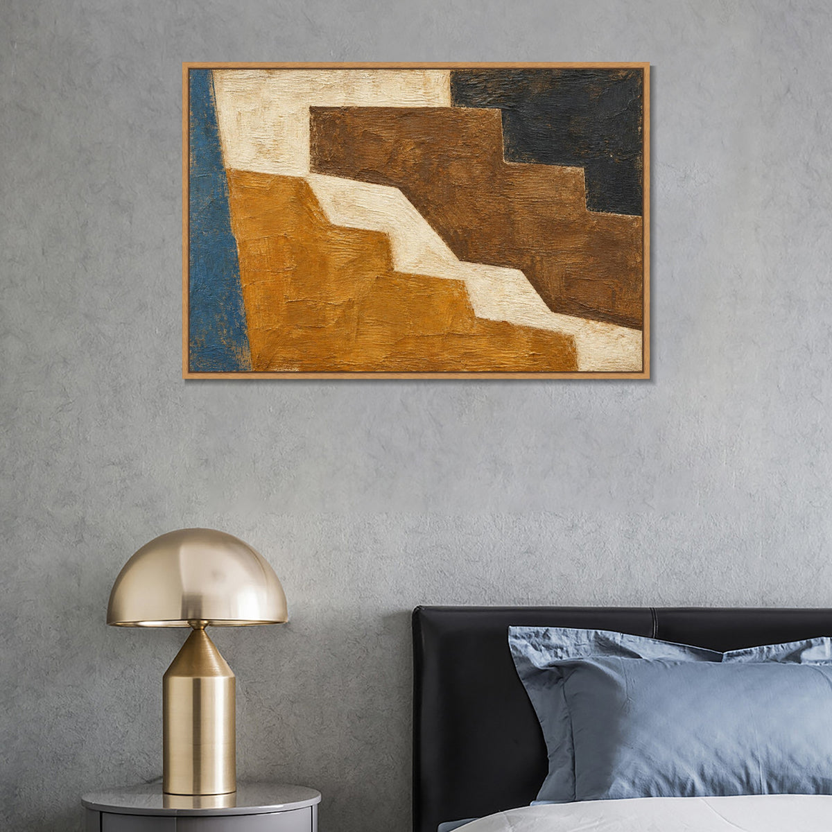 INVIN ART Framed Canvas 100% Handpainted Oil Painting Ochre Terraces Wall Art