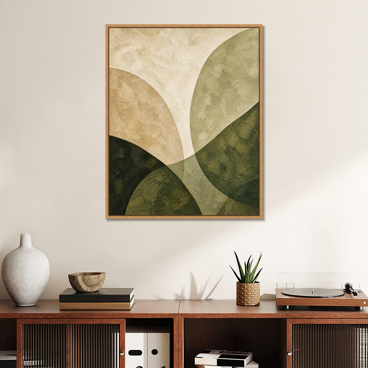 INVIN ART Framed Canvas 100% Handpainted Oil Painting Leaf-Shaped Color Fields Wall Art
