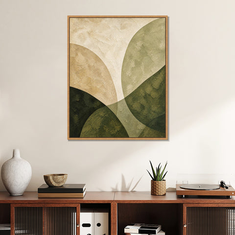 INVIN ART Framed Canvas 100% Handpainted Oil Painting Leaf-Shaped Color Fields Wall Art