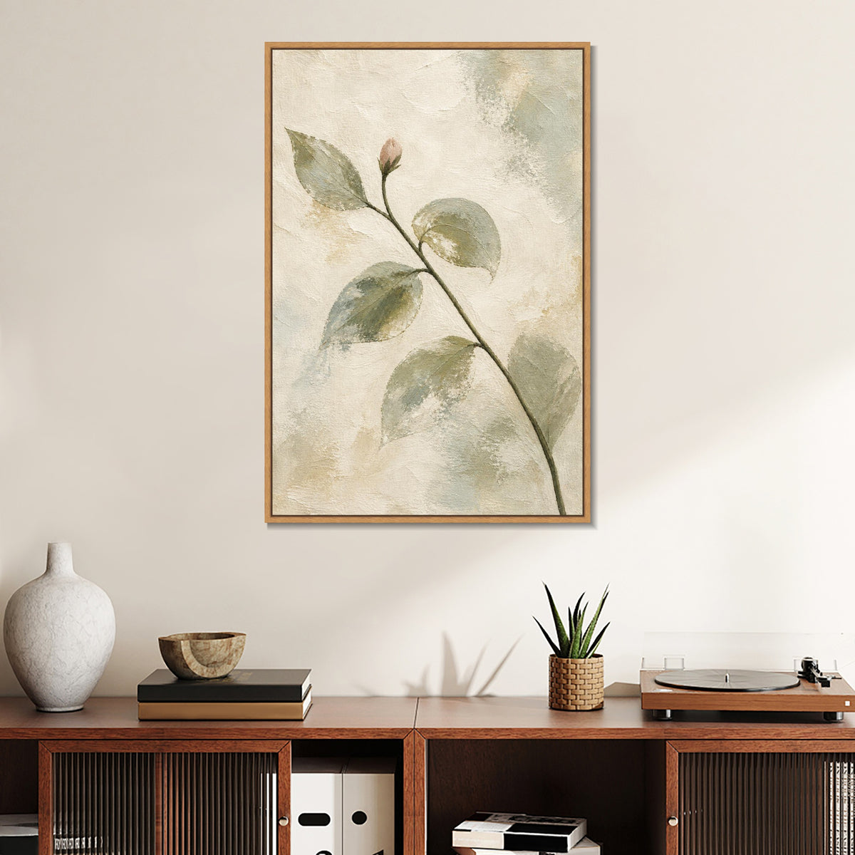 INVIN ART Framed Canvas 100% Handpainted Oil Painting First Bud on the Branch Wall Art