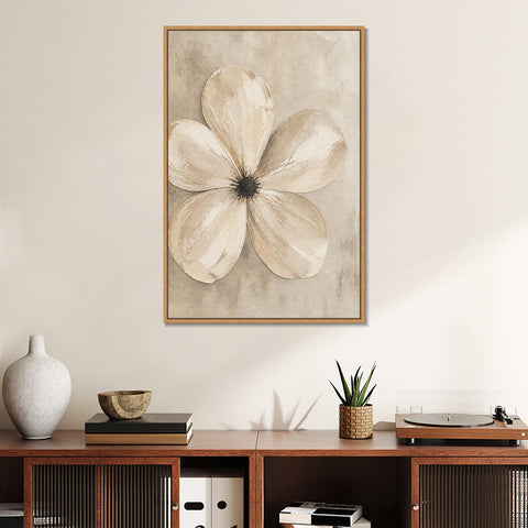 INVIN ART Framed Canvas 100% Handpainted Oil Painting Five Pale Petals Wall Art