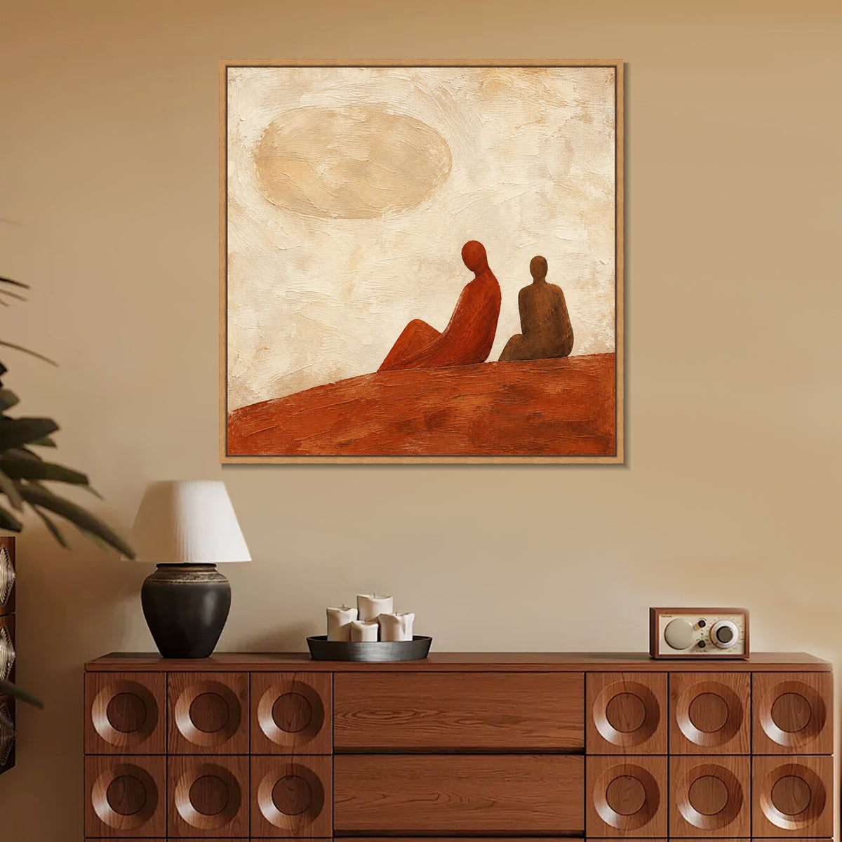 INVIN ART Framed Canvas 100% Handpainted Oil Painting Beneath the Golden Sky Wall Art