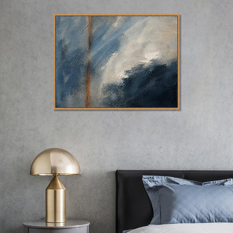 INVIN ART Framed Canvas 100% Handpainted Oil Painting Blue Direction Wall Art