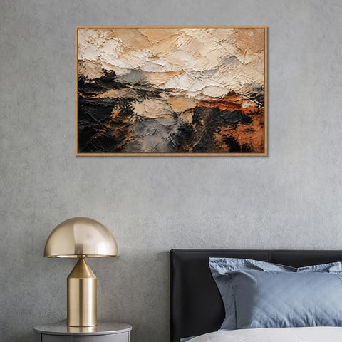 INVIN ART Framed Canvas 100% Handpainted Oil Painting Rising Rock Layers Wall Art