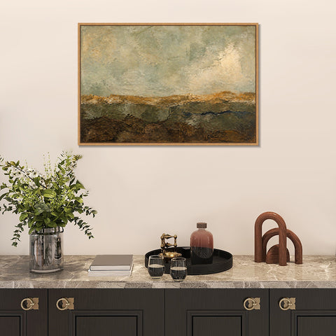INVIN ART Framed Canvas 100% Handpainted Oil Painting Bearing Earth-Tone Landscape Wall Art