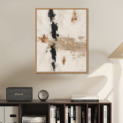 INVIN ART Framed Canvas 100% Handpainted Oil Painting Crossed Brush Marks Wall Art