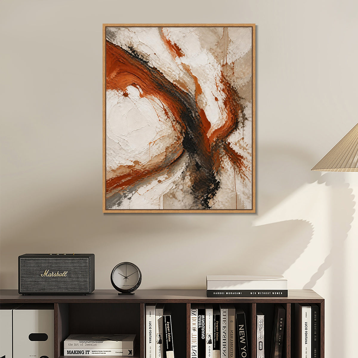 INVIN ART Framed Canvas 100% Handpainted Oil Painting Rust and Black Current Wall Art
