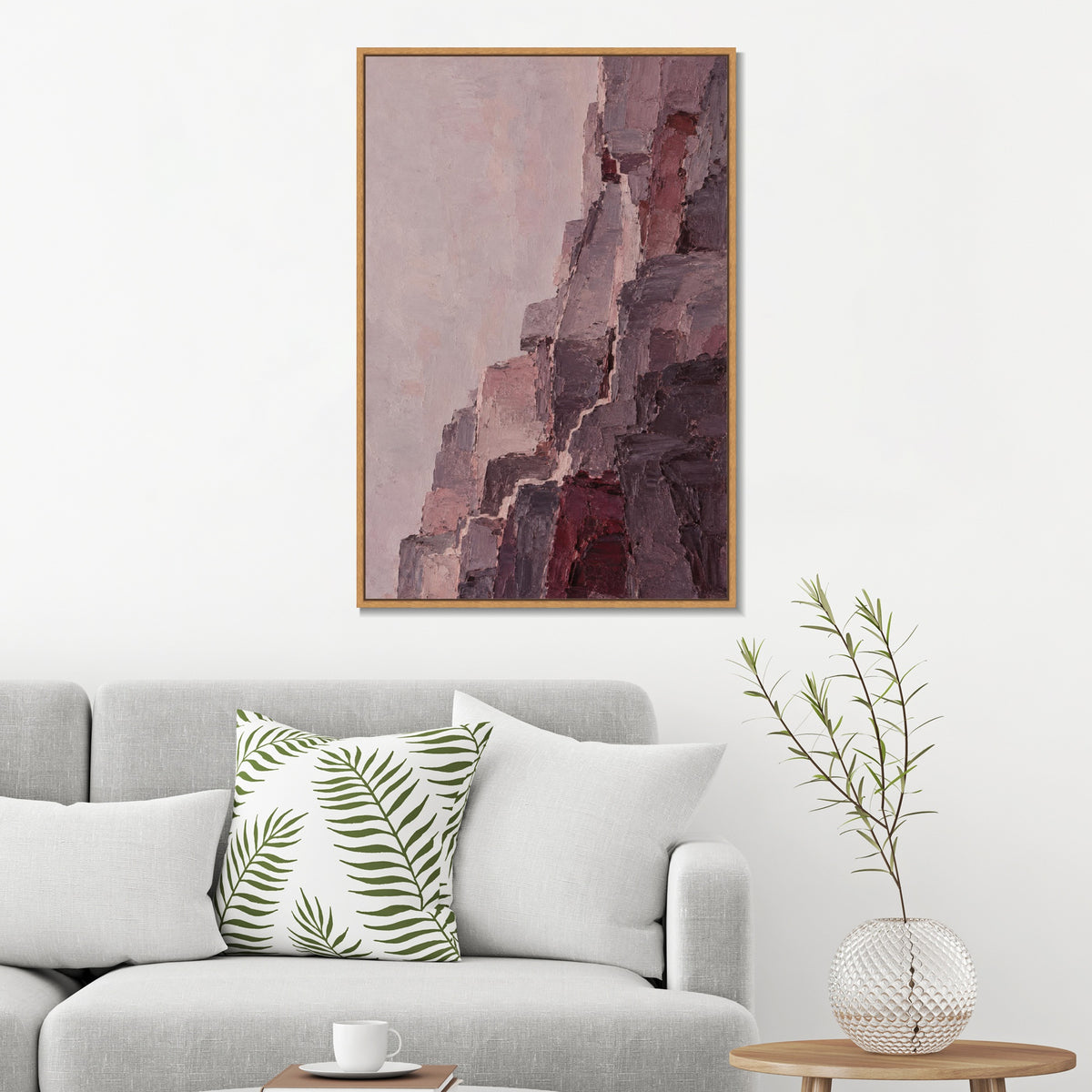 INVIN ART Framed Canvas 100% Handpainted Oil Painting Red Rock Facets Wall Art