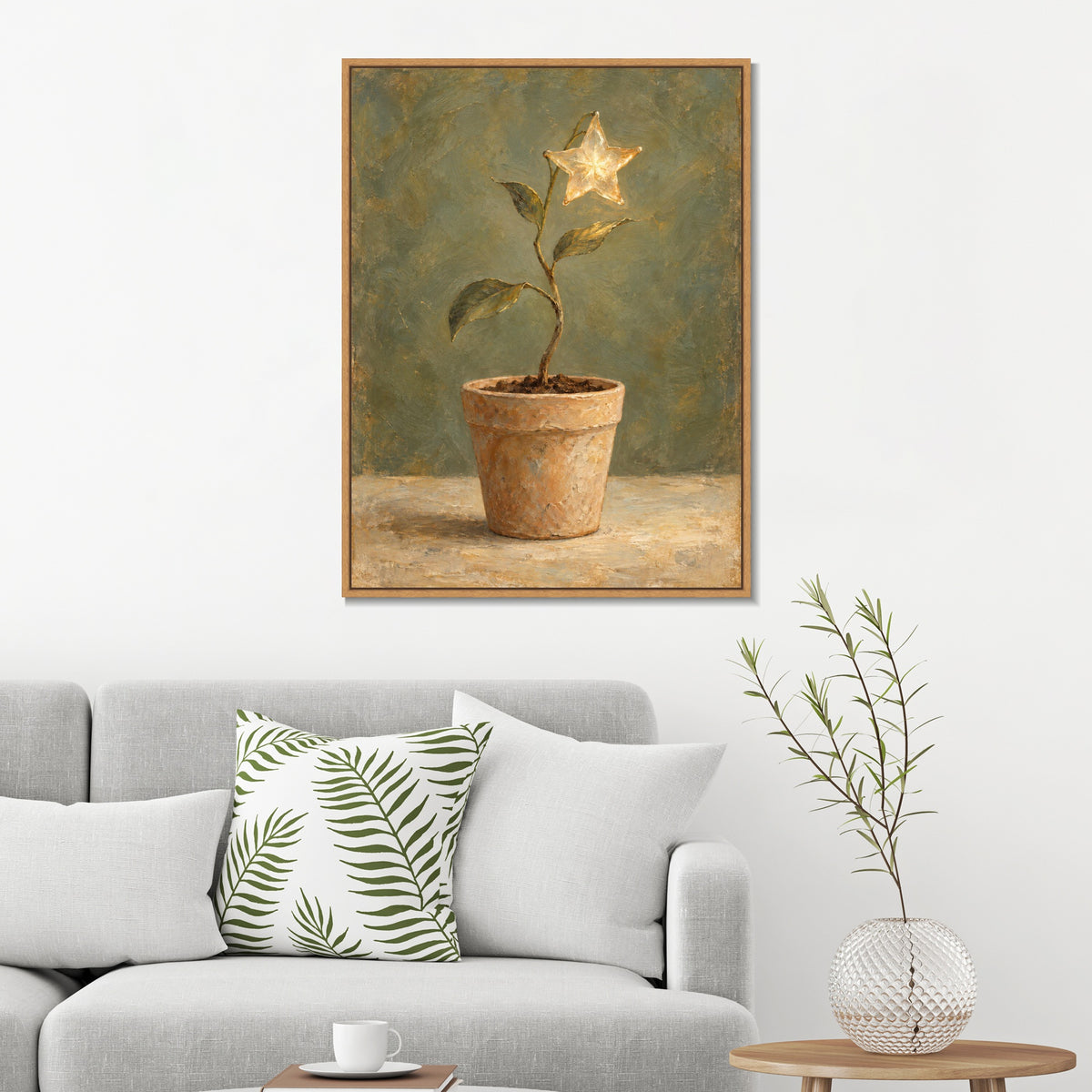 INVIN ART Framed Canvas 100% Handpainted Oil Painting A Growing Star Wall Art