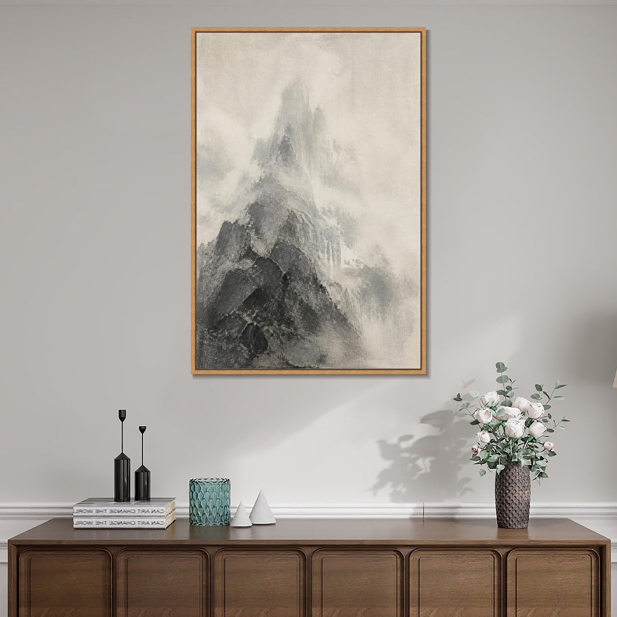 INVIN ART Framed Canvas 100% Handpainted Oil Painting The Unseen Summit Wall Art