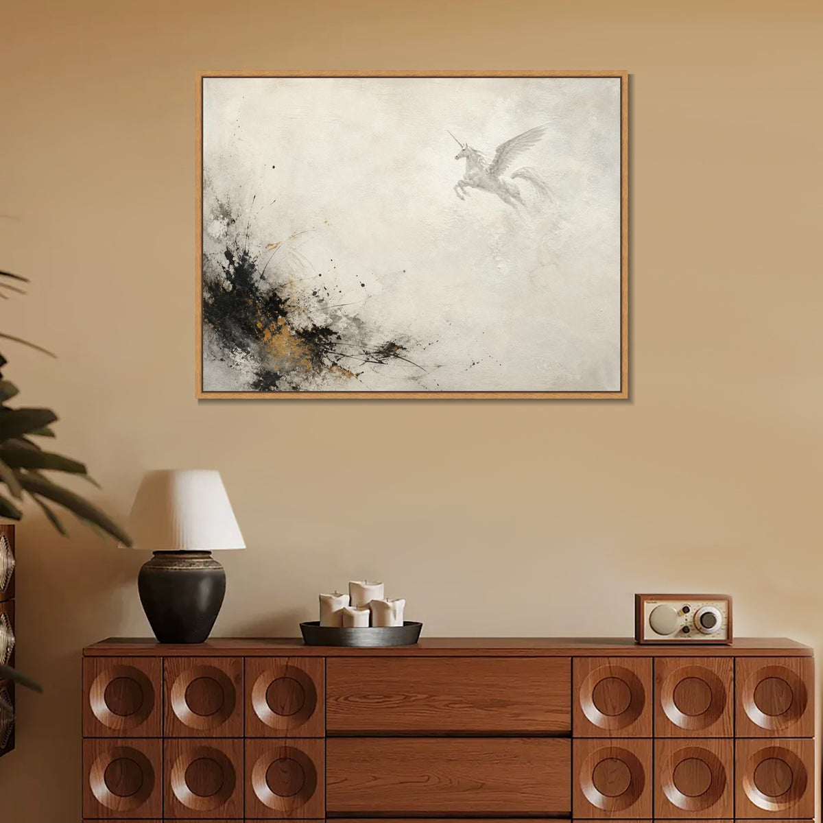 INVIN ART Framed Canvas 100% Handpainted Oil Painting Flight Through Open Space Wall Art