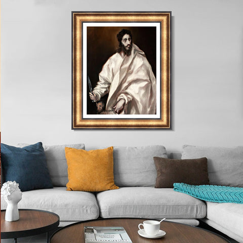 INVIN ART Framed Canvas Art Giclee Print Saint Bartholomew by El Greco Wall Art Living Room Home Office Decorations