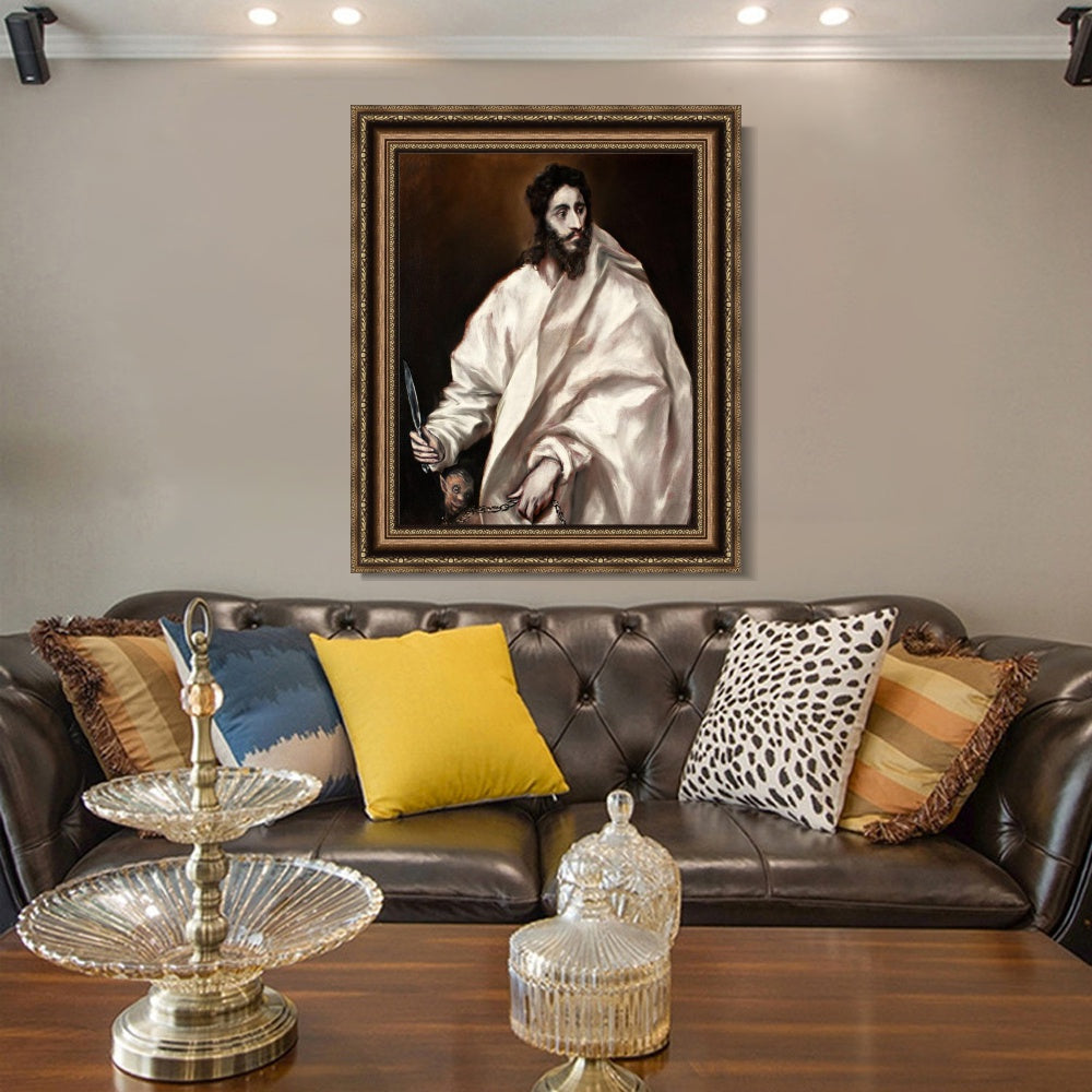 INVIN ART Framed Canvas Art Giclee Print Saint Bartholomew by El Greco Wall Art