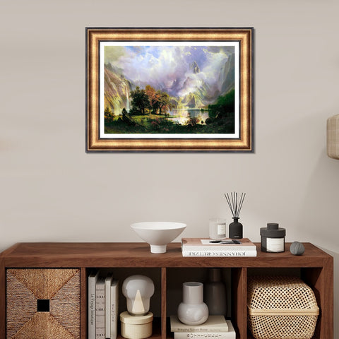 INVIN ART Framed Canvas Art Giclee Print Rocky Mountain Landscape by Albert Bierstadt Wall Art Living Room Home Office Decorations