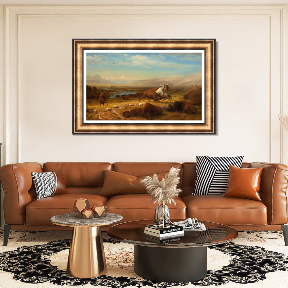 INVIN ART Framed Canvas Art Giclee Print The Last Of The Buffalo by Albert Bierstadt Wall Art