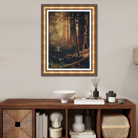 INVIN ART Framed Canvas Art Giclee Print Giant Redwood Trees of California 1874 by Albert Bierstadt Wall Art Living Room Home Office Decorations