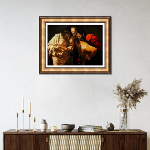 INVIN ART Framed Canvas Art Giclee Print The Incredulity of Saint Thomas by Michelangelo Merisi da Caravaggio Wall Art Living Room Home Office Decorations