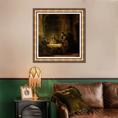 INVIN ART Framed Canvas Art Giclee Print the Supper at Emmaus by Rembrandt Harmenszoon van Rijn Wall Art Living Room Home Office Decorations