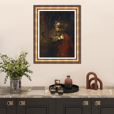 INVIN ART Framed Canvas Art Giclee Print A Man in Armour by Rembrandt Harmenszoon van Rijn Wall Art Living Room Home Office Decorations