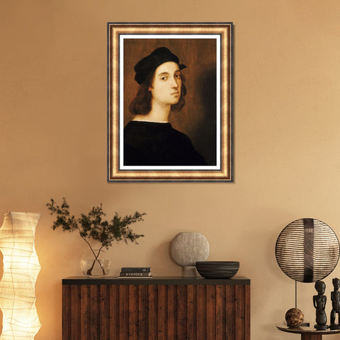 INVIN ART Framed Canvas Art Giclee Print Portrait of Raffaello Sanzio by Raphael/Raffaello Sanzio Wall Art Living Room Home Office Decorations