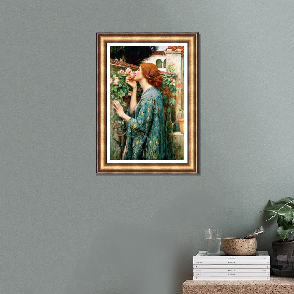 INVIN ART Framed Canvas Art Giclee Print The Soul of The Rose, 1908 by John William Waterhouse Wall Art