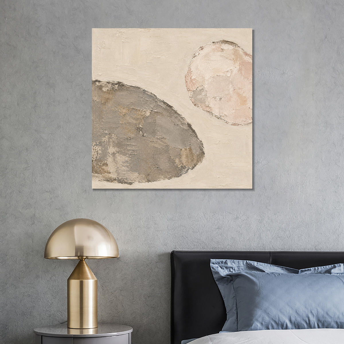 INVIN ART Framed Canvas 100% Handpainted Oil Painting Between Two Stones Wall Art