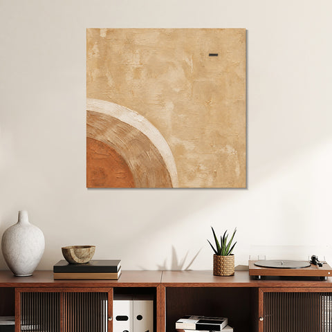 INVIN ART Framed Canvas 100% Handpainted Oil Painting Ochre Curves Wall Art