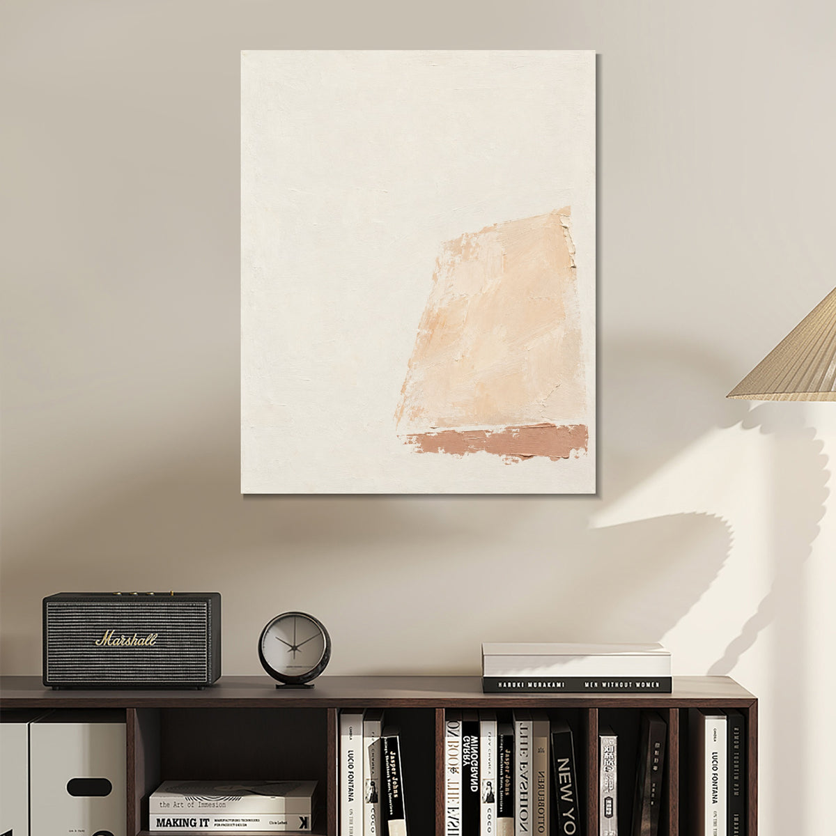 INVIN ART Framed Canvas 100% Handpainted Oil Painting Afternoon on Limewashed Walls Wall Art