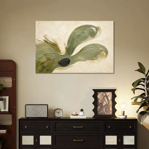 INVIN ART Framed Canvas 100% Handpainted Oil Painting Olive Petal Flow Wall Art