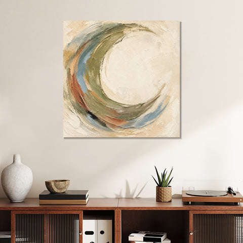 INVIN ART Framed Canvas 100% Handpainted Oil Painting Circular Current Wall Art