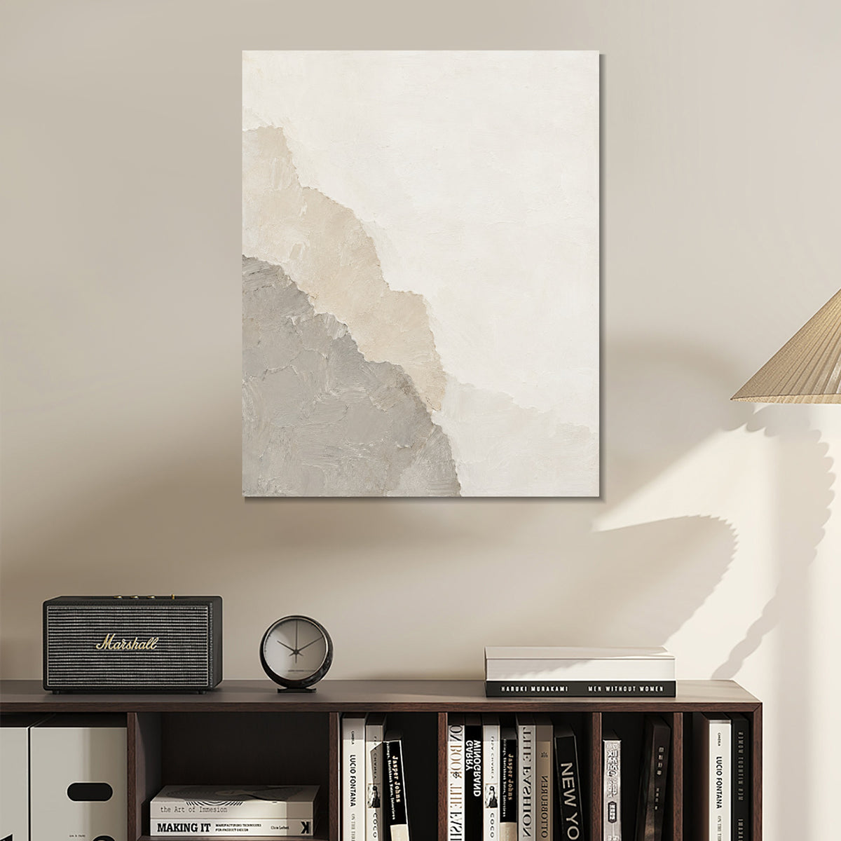 INVIN ART Framed Canvas 100% Handpainted Oil Painting Seams of Old Paper Wall Art
